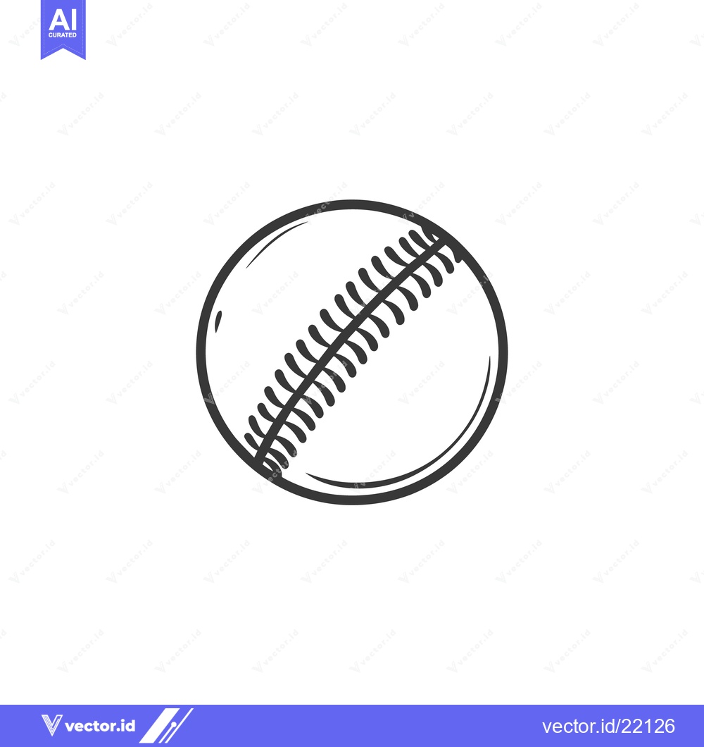 Premium Vector of A black and white baseball with visible seam lines