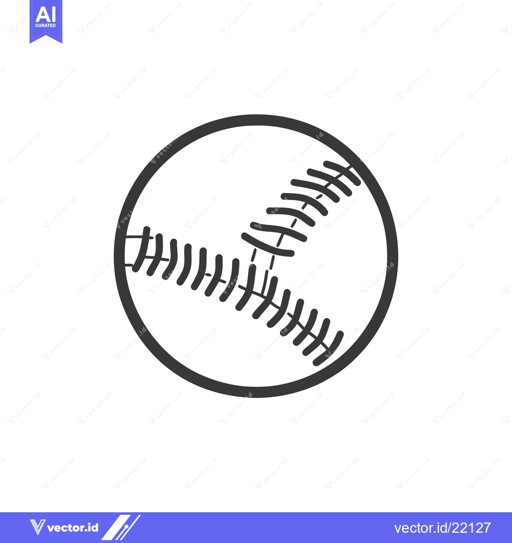Premium Vector of A simple black and white graphic of a baseball design