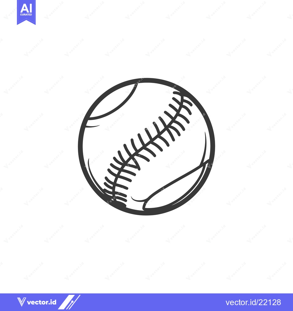 Premium Vector of A black and white illustrated drawing of a baseball