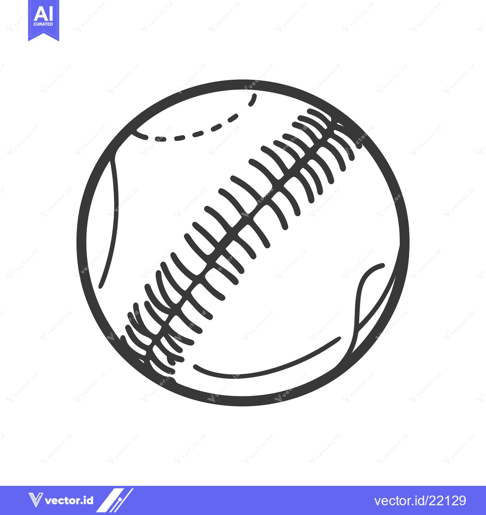 Premium Vector dari A simple black and white illustration of a baseball