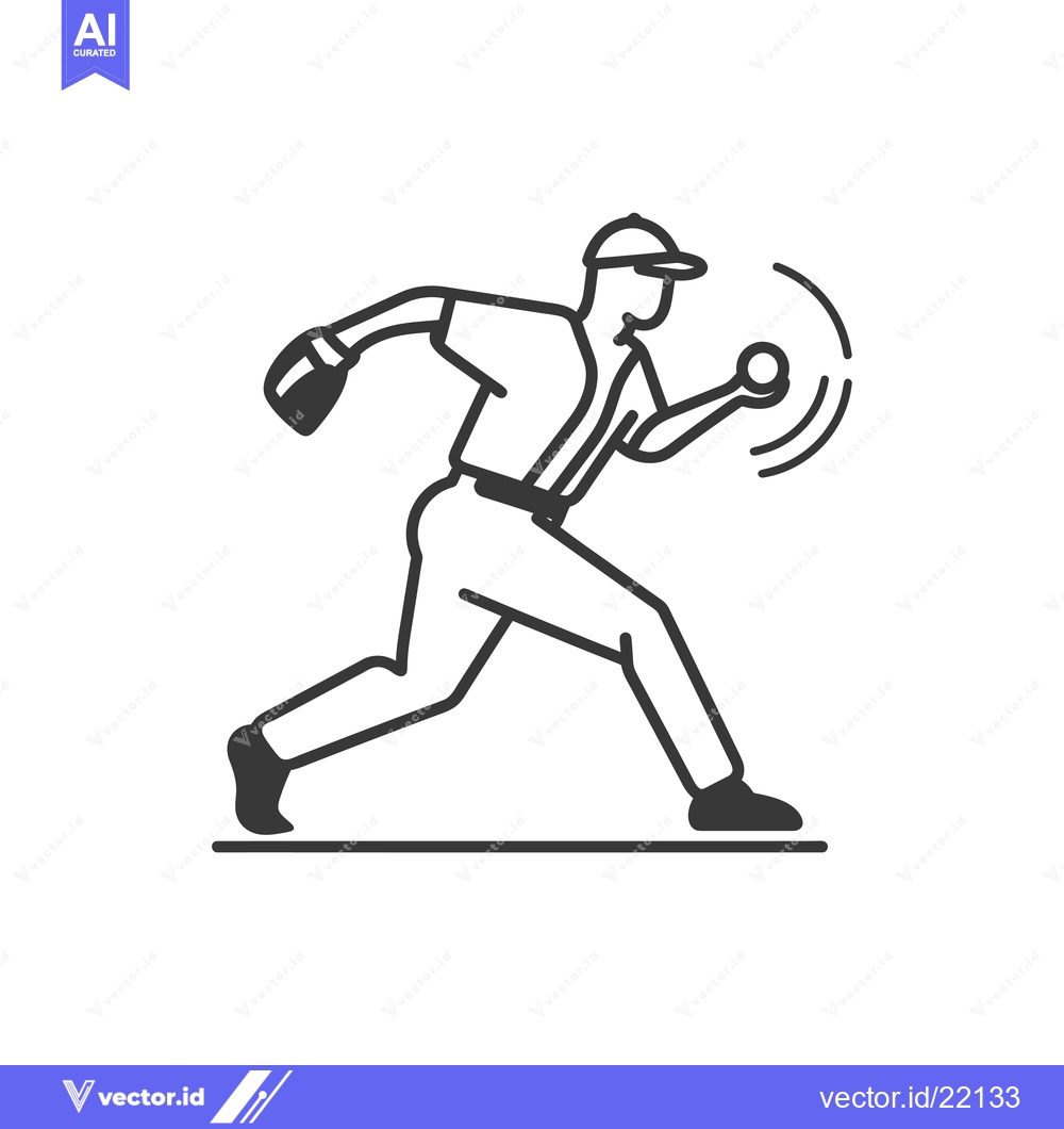 Premium Vector dari Baseball Pitcher Throwing a Ball with a Glove