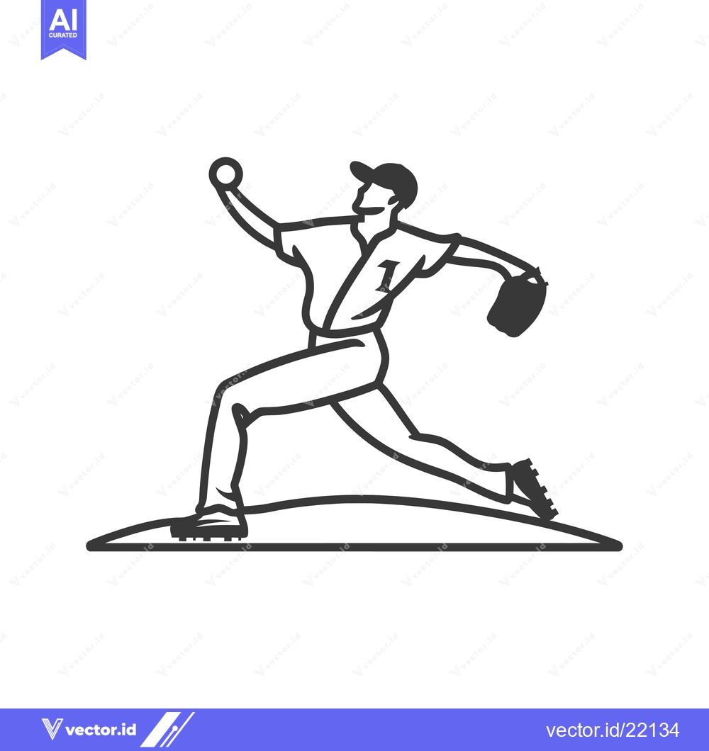 Premium Vector dari Baseball Pitcher Throwing a Ball with Glove
