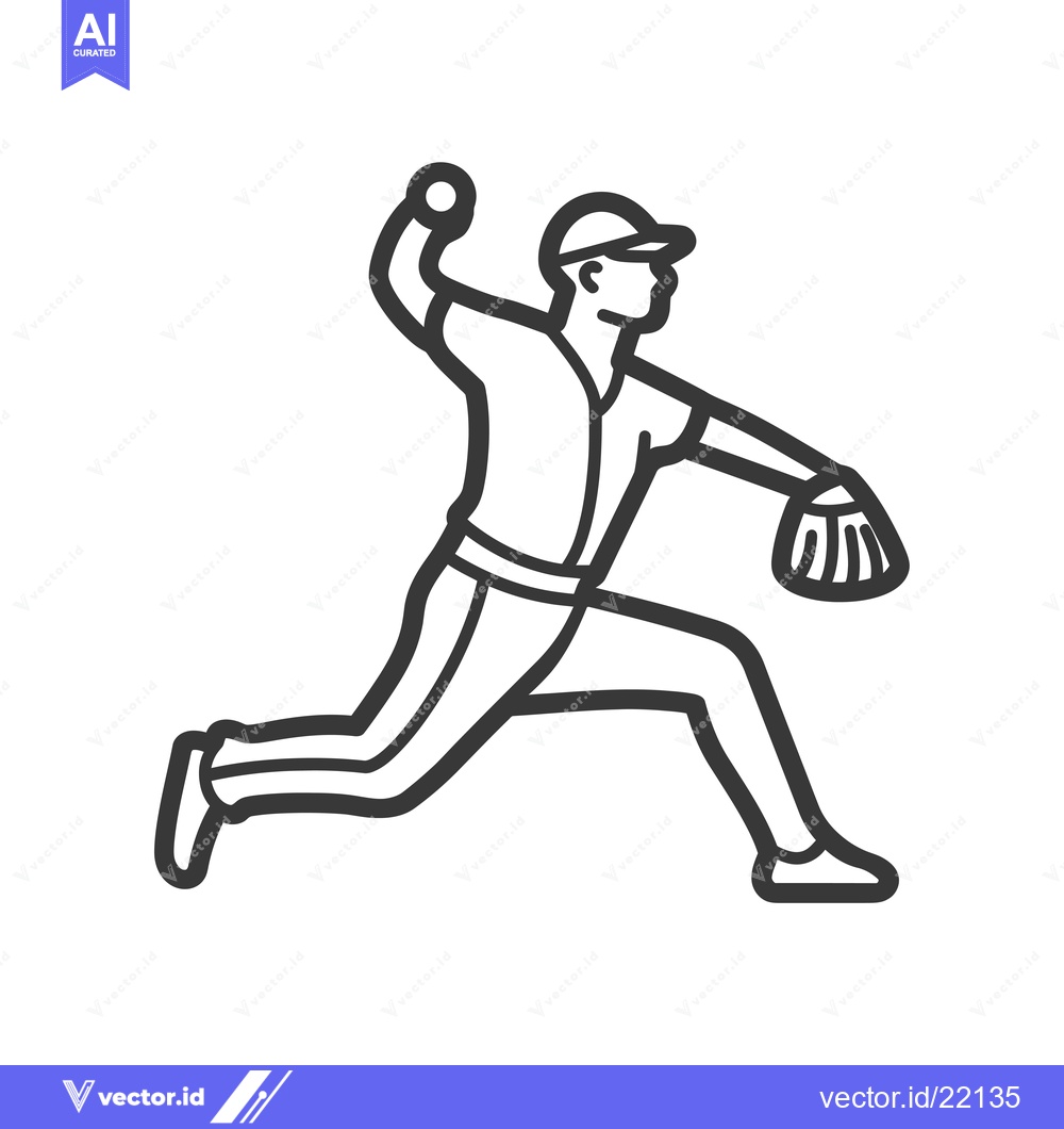 Premium Vector of Baseball Pitcher Throwing the Ball with Glove
