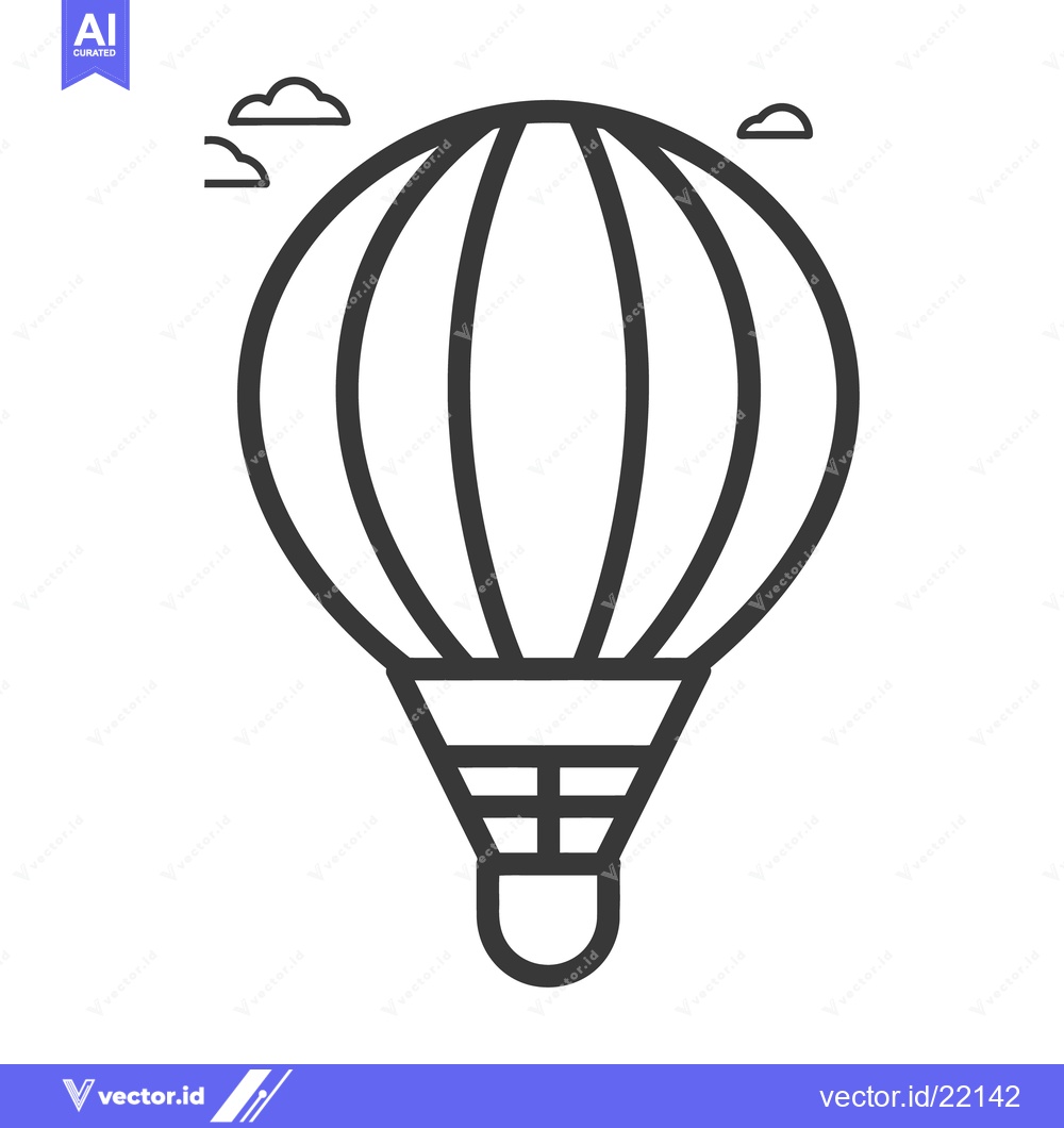 Premium Vector of A black and white line drawing of a hot air balloon