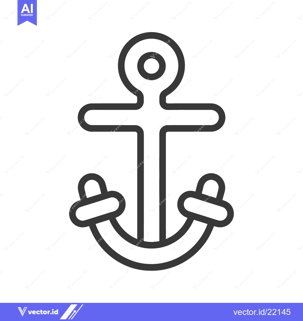 Premium Vector of Simple illustration depicting an anchor with a curved lower portion