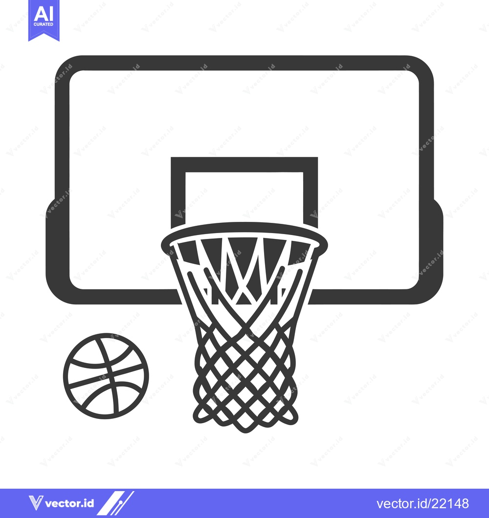 Premium Vector of Basketball Hoop and Ball Icon Illustration