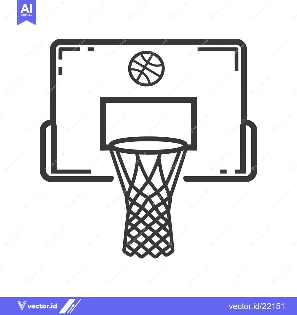 Premium Vector of Basketball hoop and net with ball outline icon