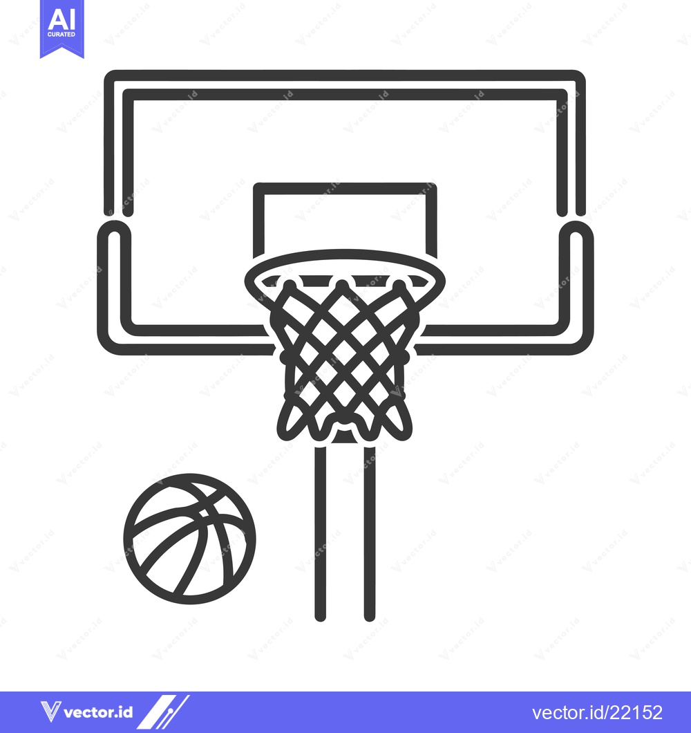 Premium Vector dari Basketball hoop with a ball and net