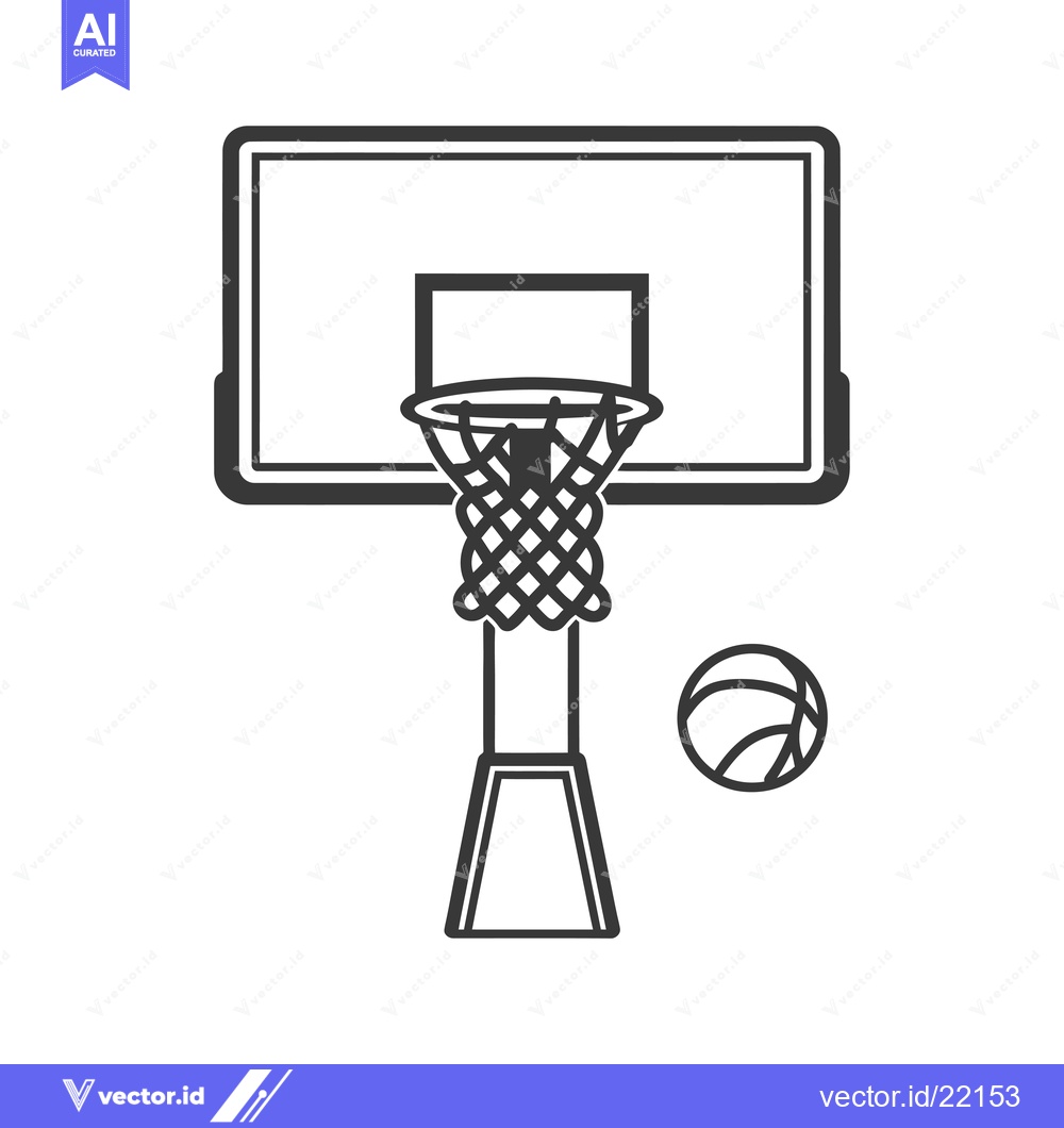 Premium Vector of Basketball hoop with a ball and net