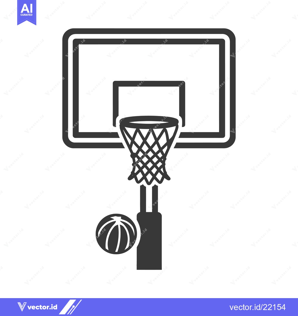 Premium Vector dari Basketball hoop with ball and net icon