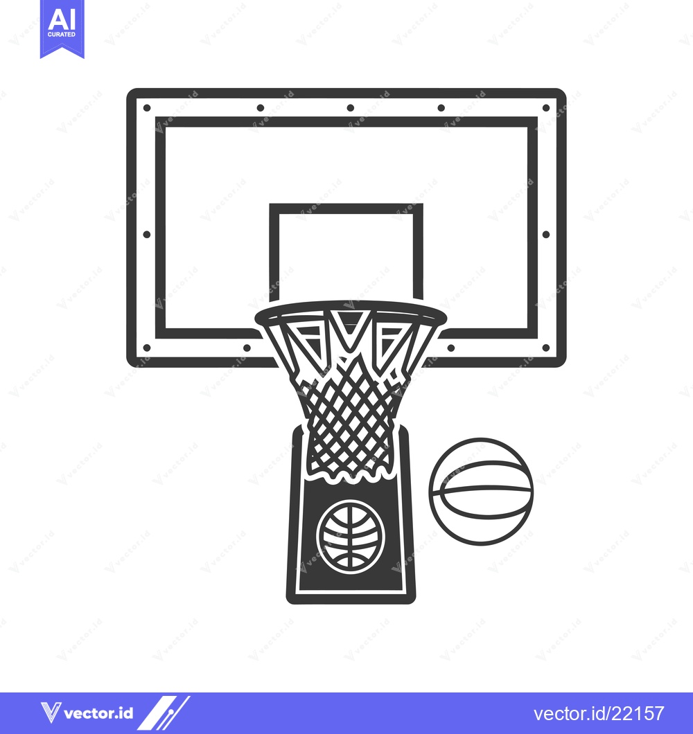 Premium Vector of Basketball Hoop with Net and Ball Icon Illustration