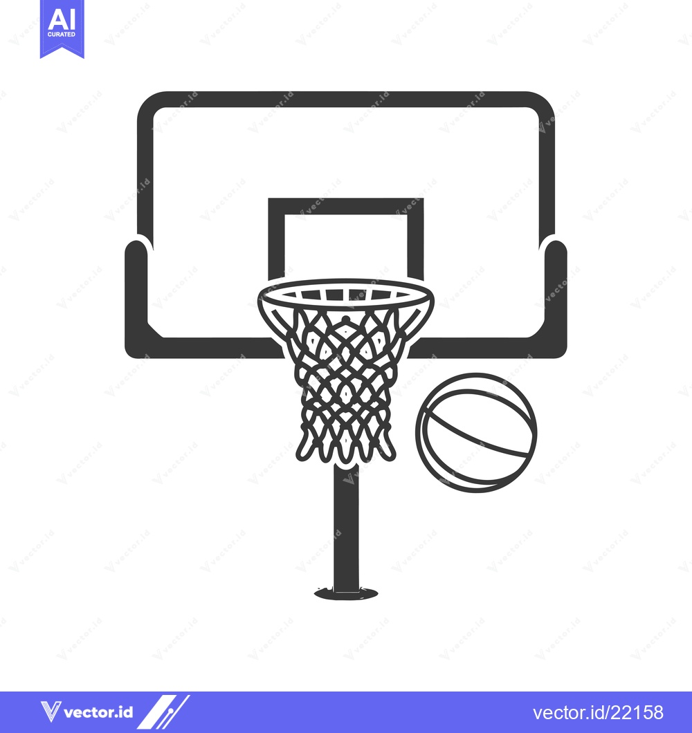 Premium Vector dari Basketball hoop with net and ball illustration