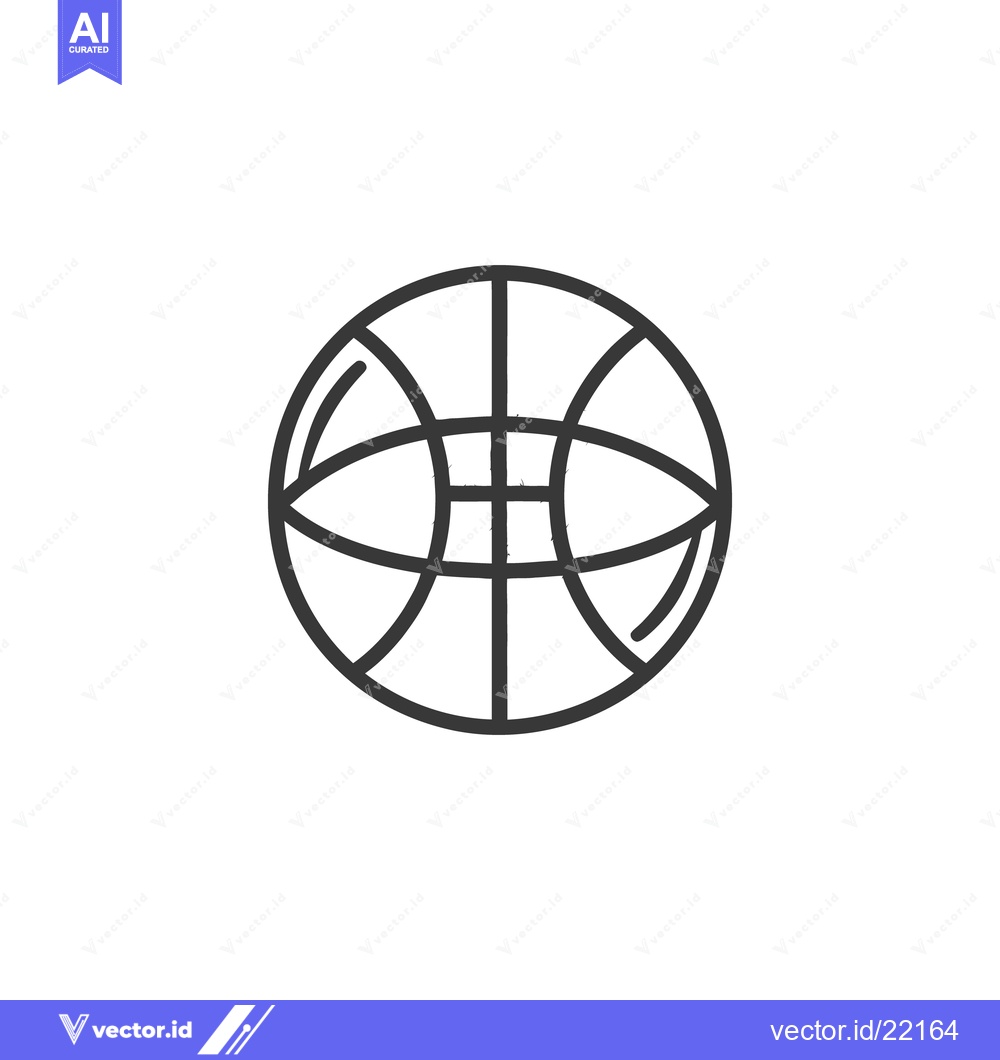 Premium Vector dari A black outlined basketball image on a plain white background