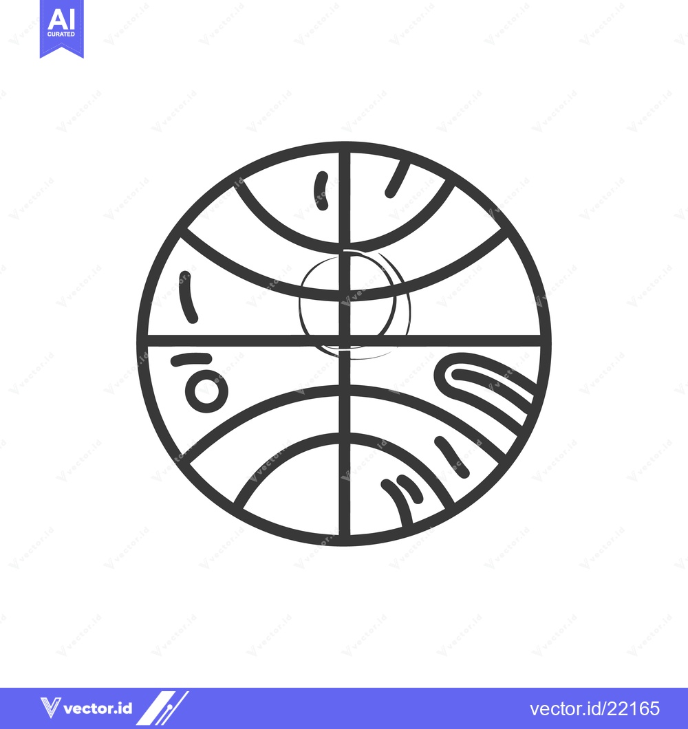 Premium Vector dari A simple black and white line art basketball design