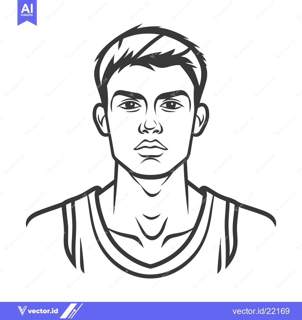 Premium Vector of A vectorized illustration depicting a young adult male portrait