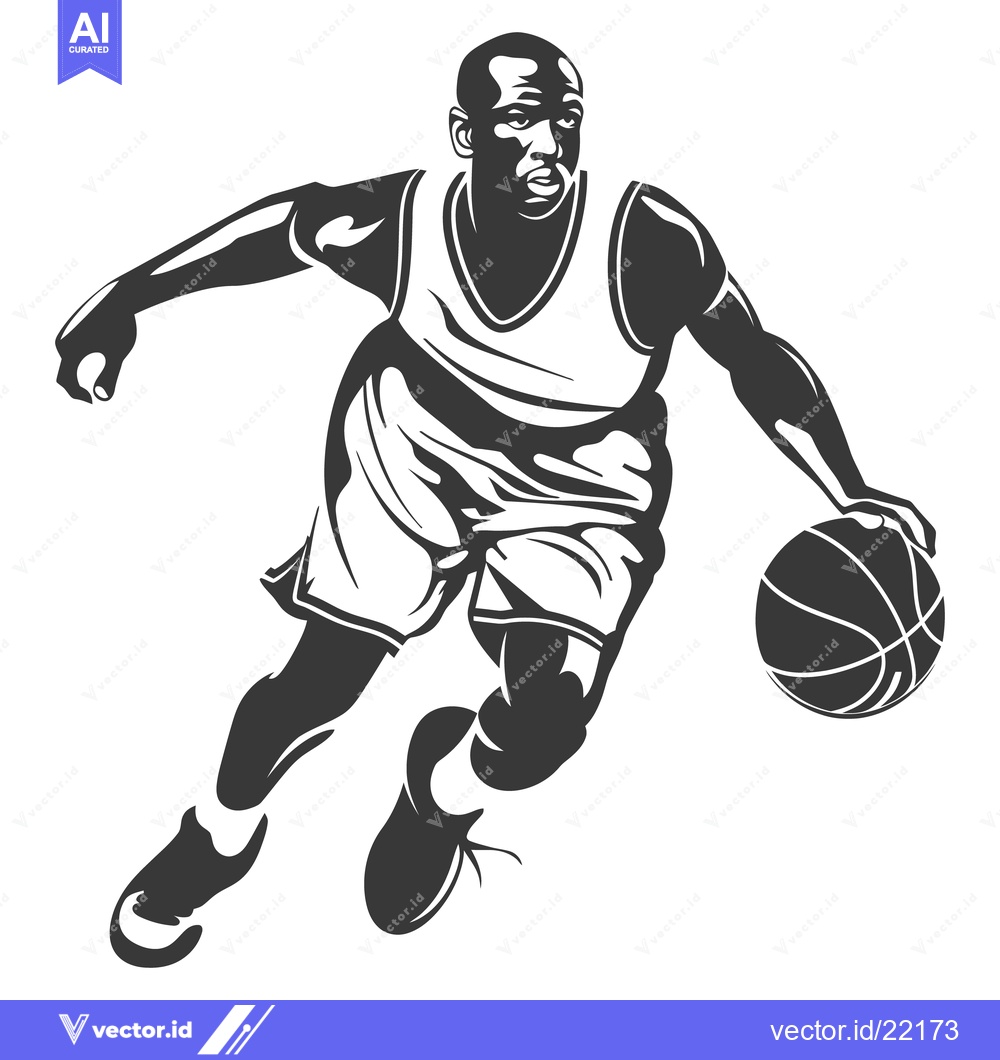 Premium Vector dari Basketball Player Dribbling and Moving Rapidly Across the Court