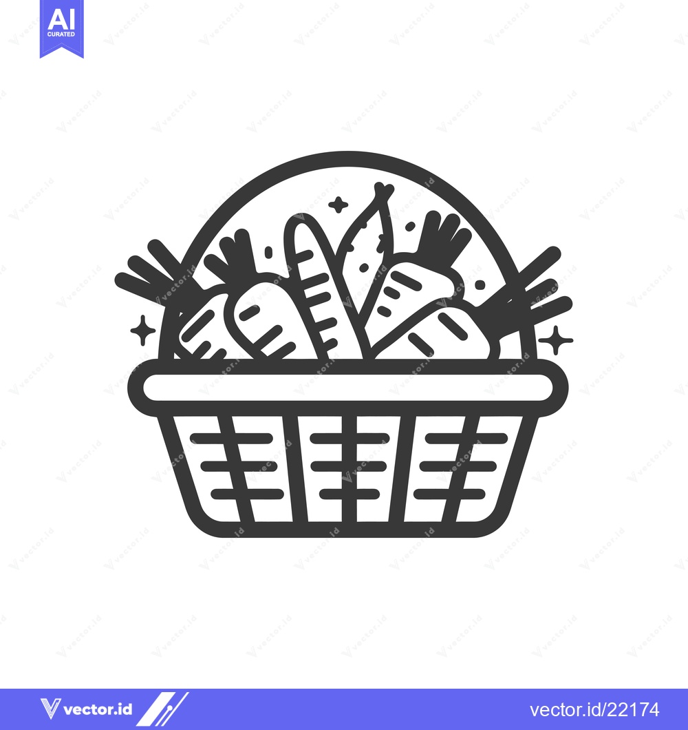 Premium Vector of Basket Filled with Fresh Carrots and Green Leaves