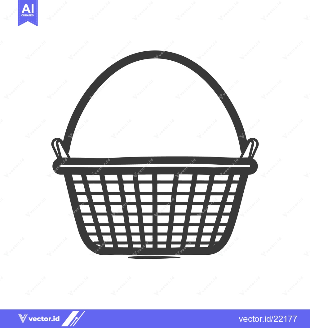 Premium Vector dari A simple illustration depicting a woven basket with a handle on top