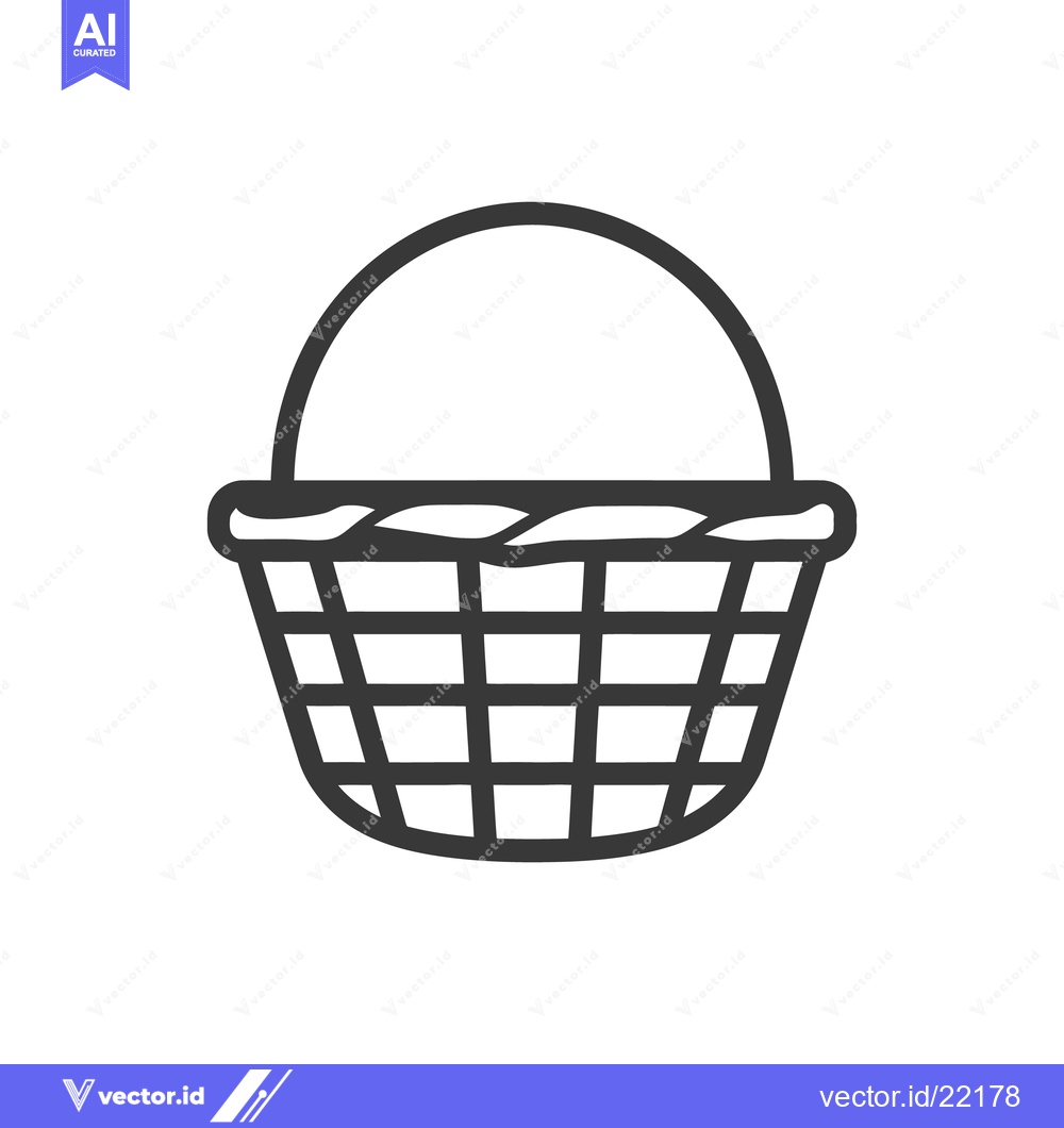 Premium Vector dari A simple drawing of a woven basket with a handle