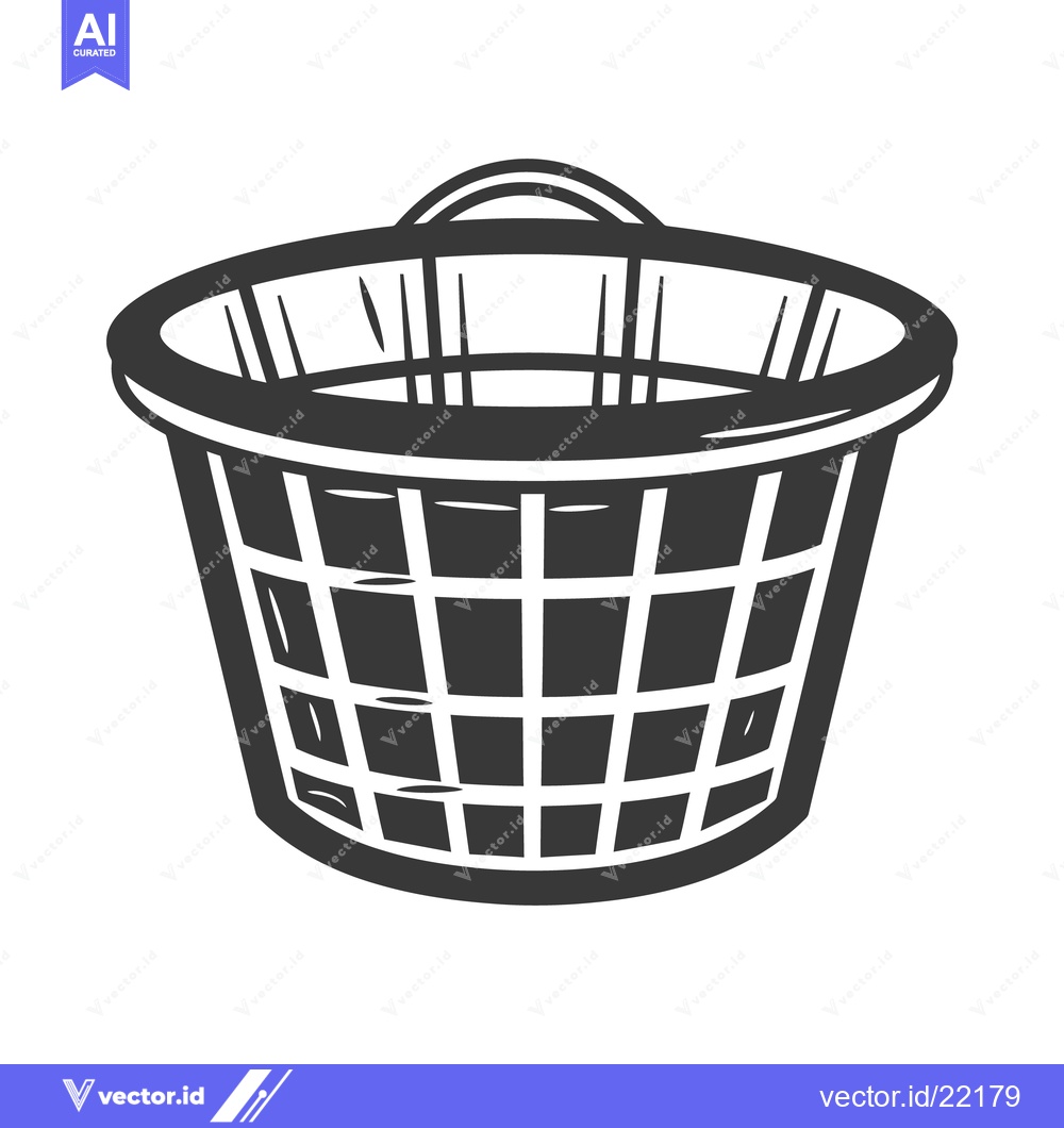 Premium Vector dari Simple black and white laundry basket illustration with integrated han
