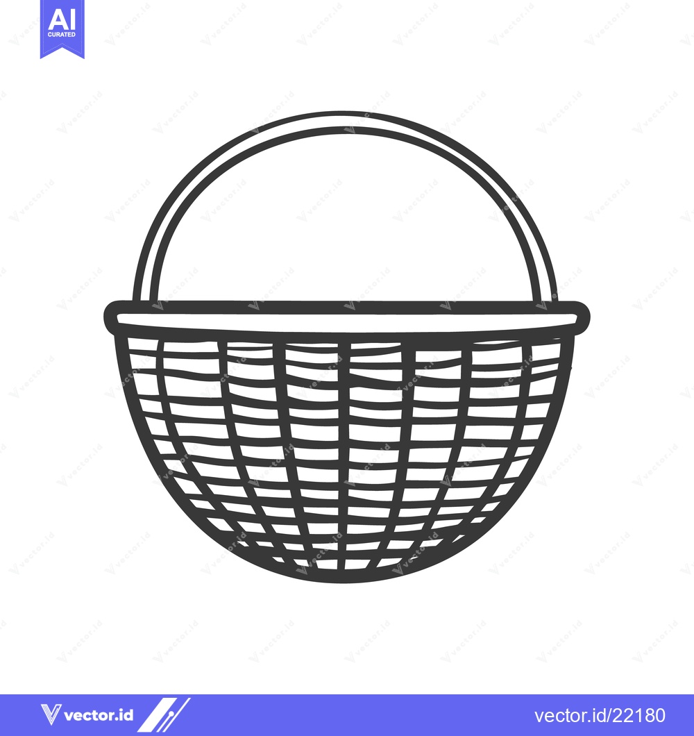 Premium Vector dari A simple illustration depicts an open basket with handle clearly