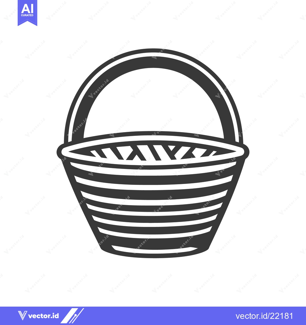 Premium Vector dari A simple graphic depicting a woven container with a curved handle