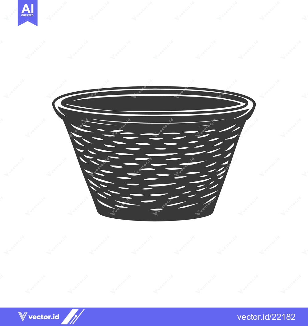 Premium Vector of A detailed illustration of a small woven wicker basket on white backgr