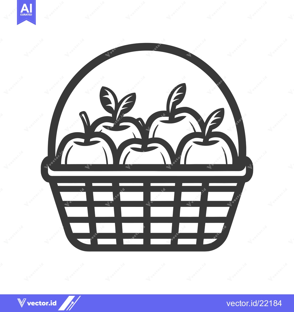 Premium Vector dari Basket of Apples with Leaves