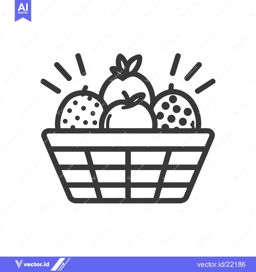 Premium Vector dari Basket of Fresh Fruit with a Dotted Pattern