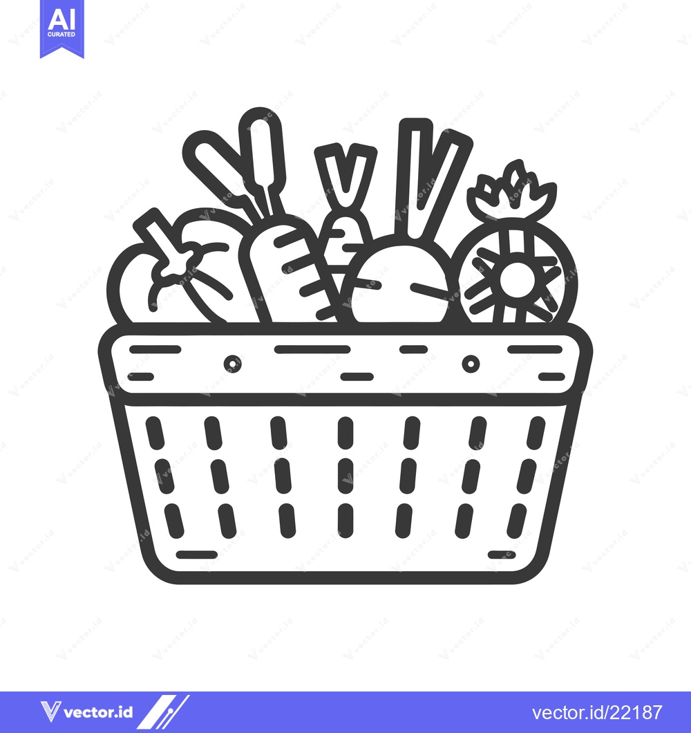 Premium Vector dari Basket of fresh vegetables with carrots, peppers and a pineapple