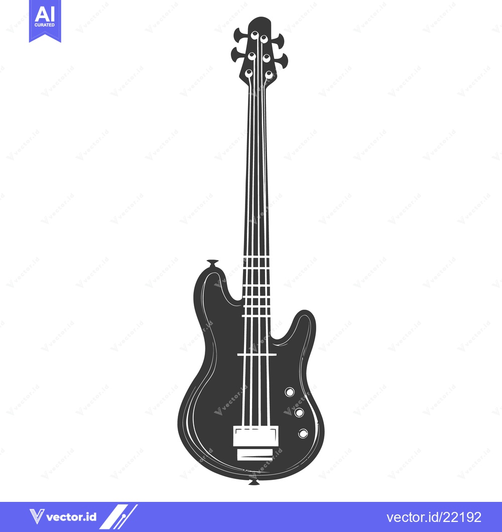 Premium Vector dari A grayscale illustration showing a modern electric bass guitar instrum