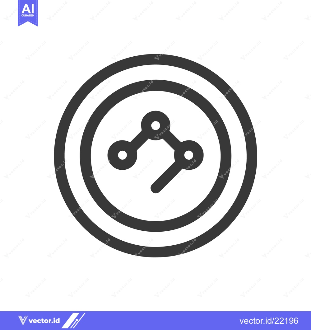 Premium Vector dari Minimalist Share Icon: Circular Frame with Connected Nodes and Pointer