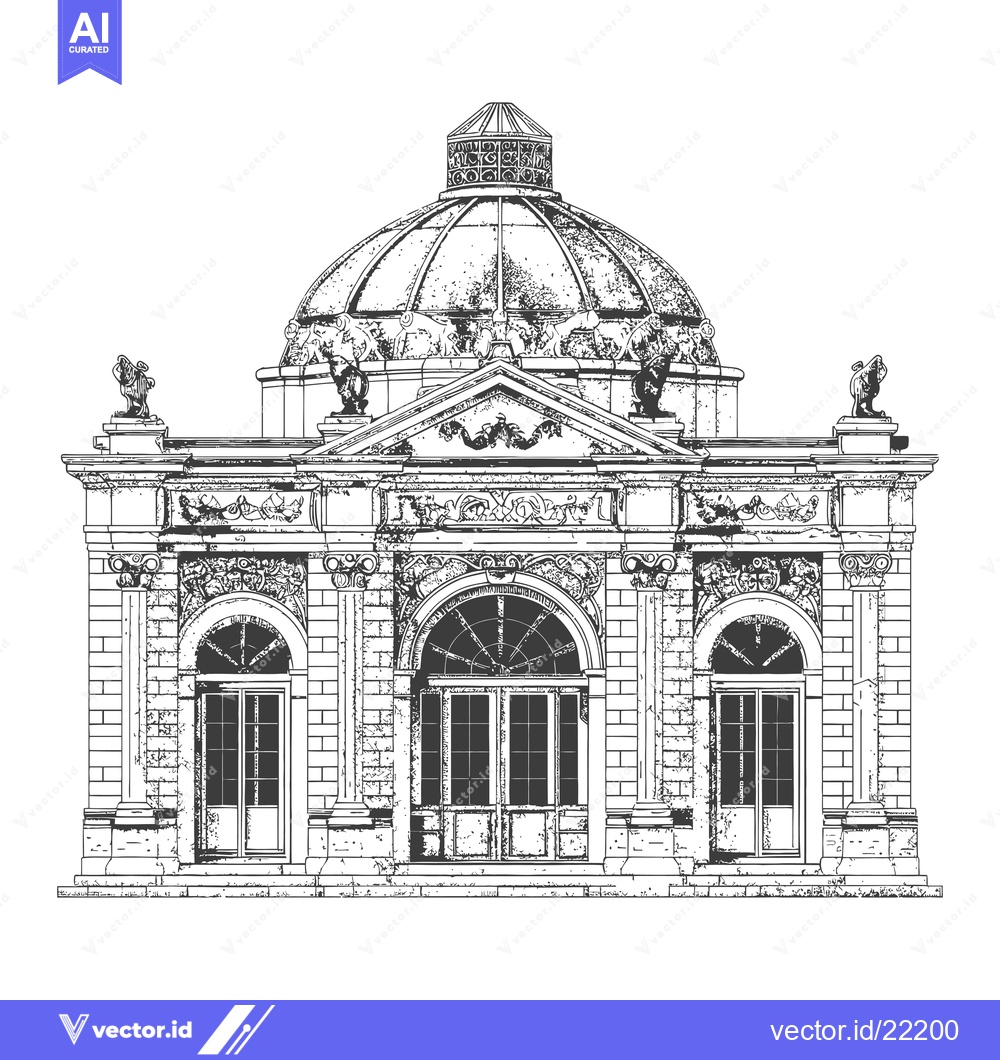 Premium Vector dari A classically designed building with a dome on its roof