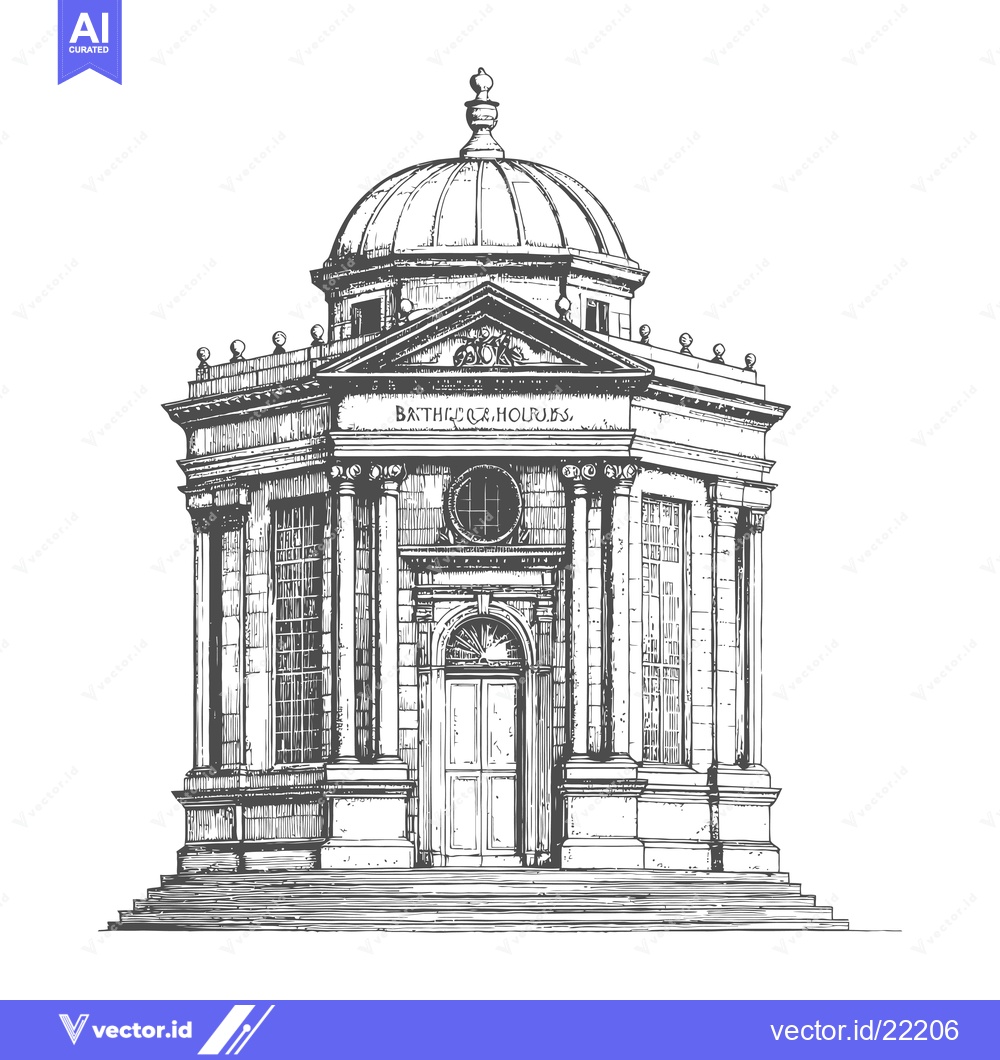 Premium Vector of An architectural depiction of a domed structure in black and white