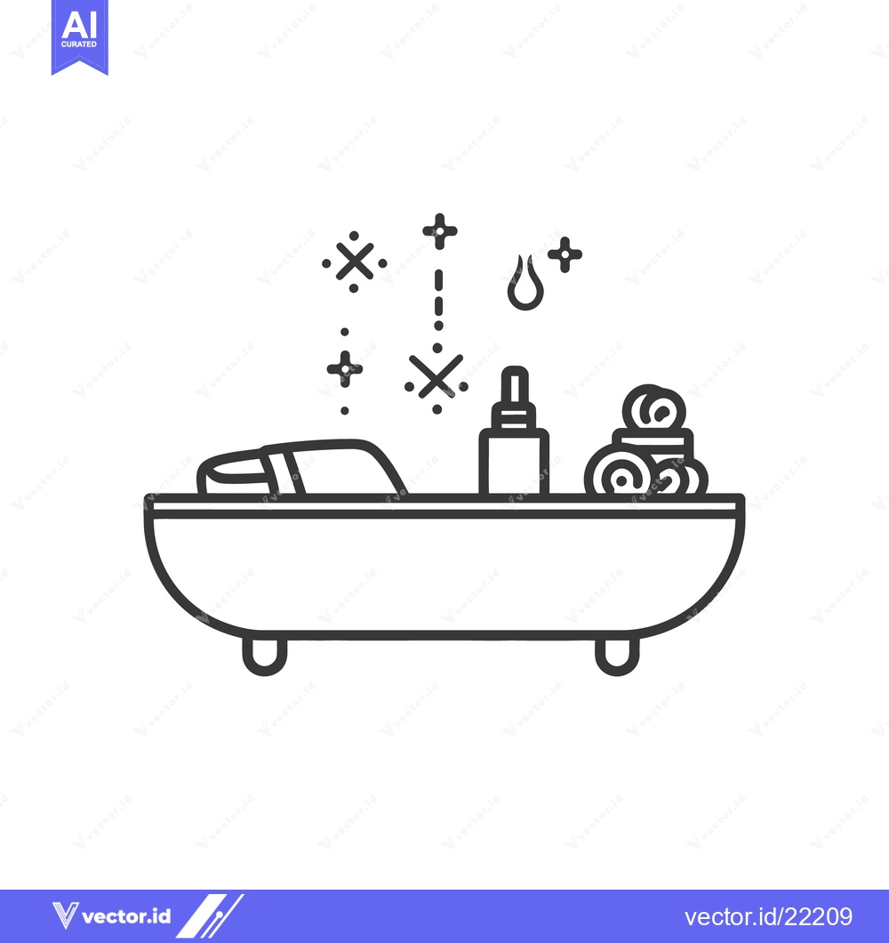 Premium Vector of A bathtub and spa items represented in a simple icon design