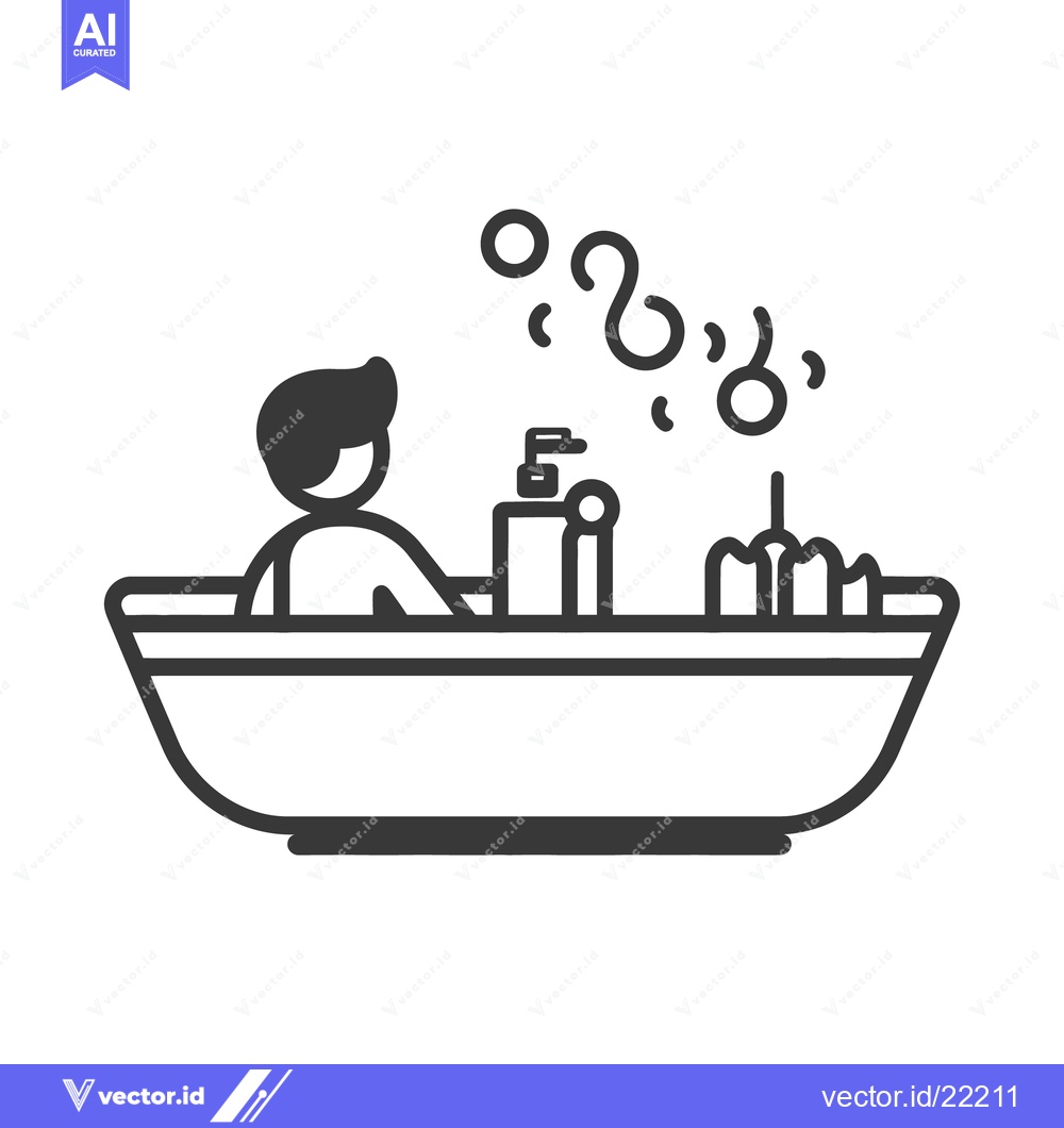 Premium Vector of A simple monochrome illustration of a person taking a bath