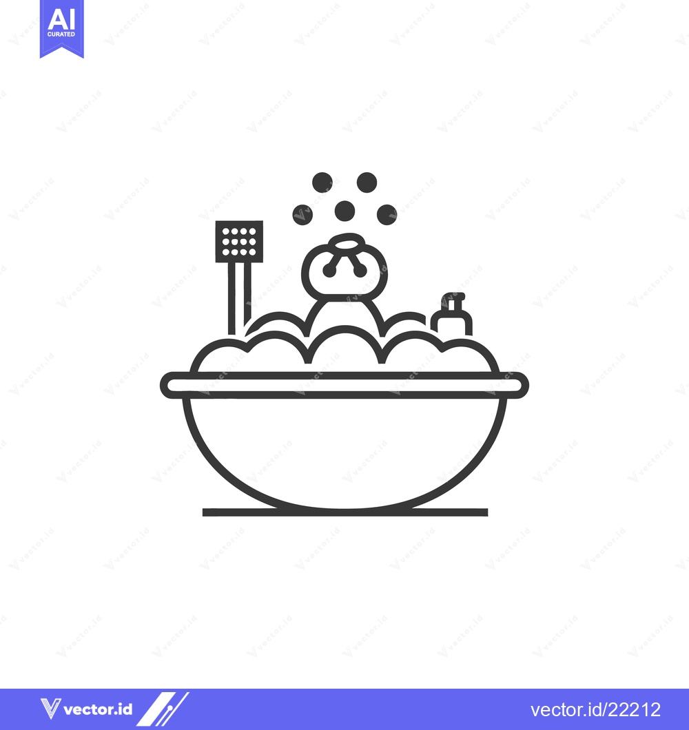 Premium Vector dari Simple graphic depiction of a relaxing bath with bubbles and accessori