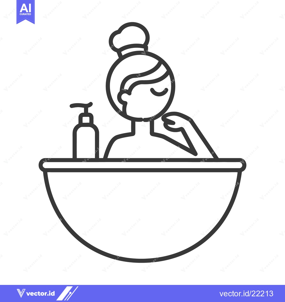 Premium Vector of A woman taking a relaxing bath in a simple line drawing