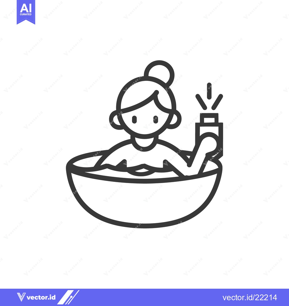 Premium Vector of A woman relaxing in a bathtub holding a small object