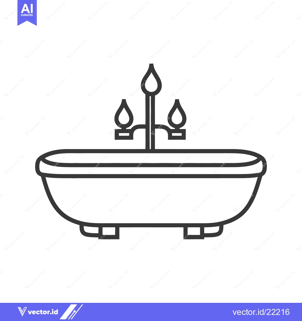 Premium Vector dari A simple line drawing of a freestanding bathtub and faucet