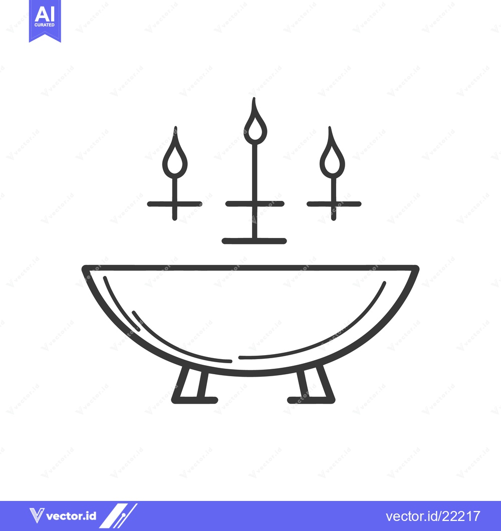 Premium Vector of A simplistic depiction of a bathtub with candles above it