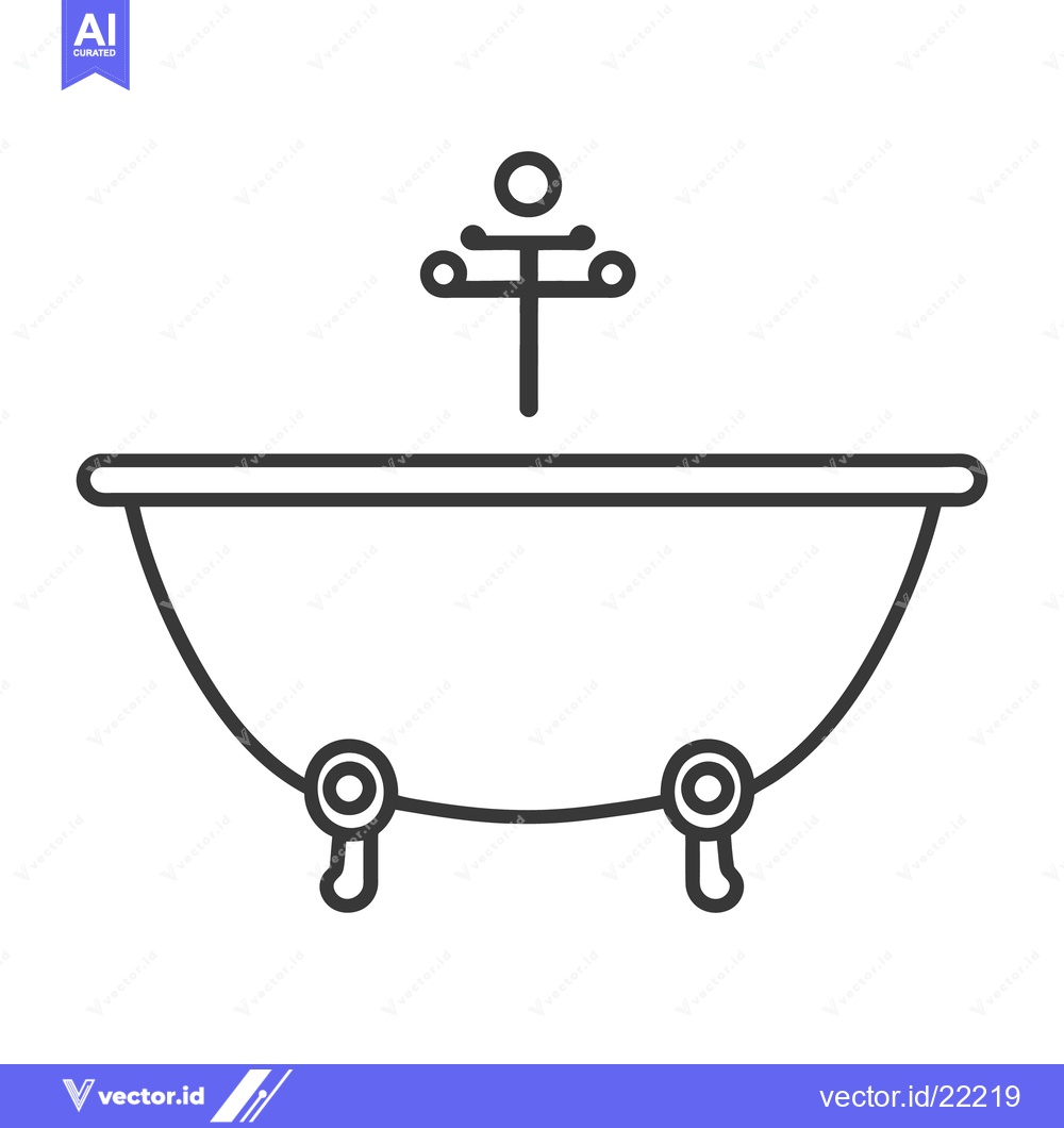 Premium Vector of A detailed monochrome line art illustration of a bathtub fixture
