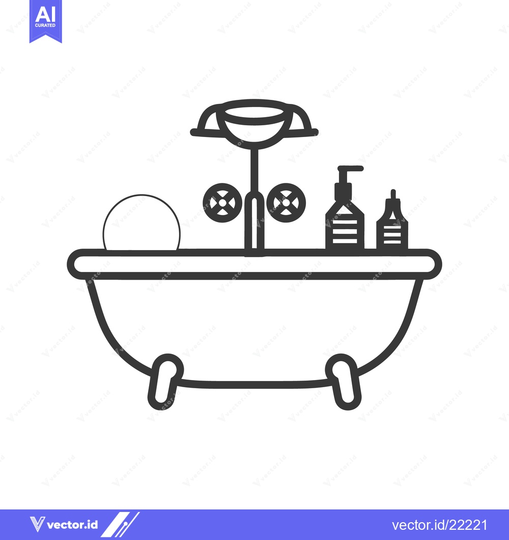 Premium Vector dari Simple illustration depicting a bathtub with fixtures and toiletries d