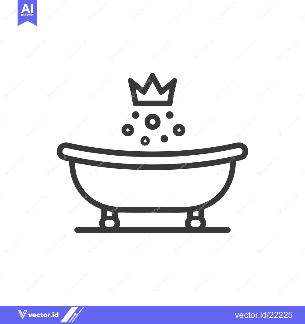 Premium Vector dari Royal Bath: Crown Above Tub, Bubbles, Minimalist Icon, Spa Concept.