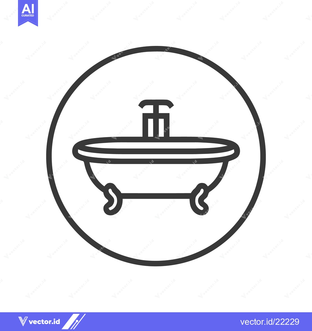 Premium Vector dari Minimalist Bathtub Icon in Circle, Clean Line Art Design