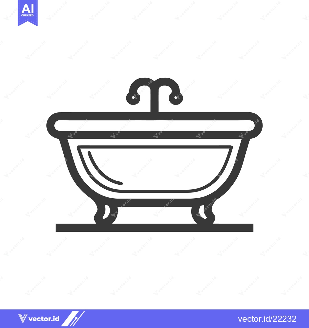 Premium Vector dari Minimalist Bathtub Icon: Clean, Modern Design with Faucet, Isolated on