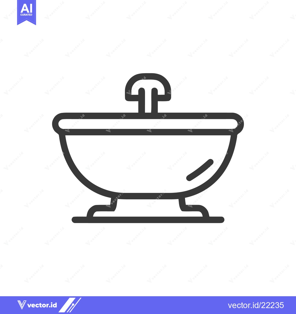 Premium Vector dari Simple Line Art Illustration of a Bathtub with Faucet