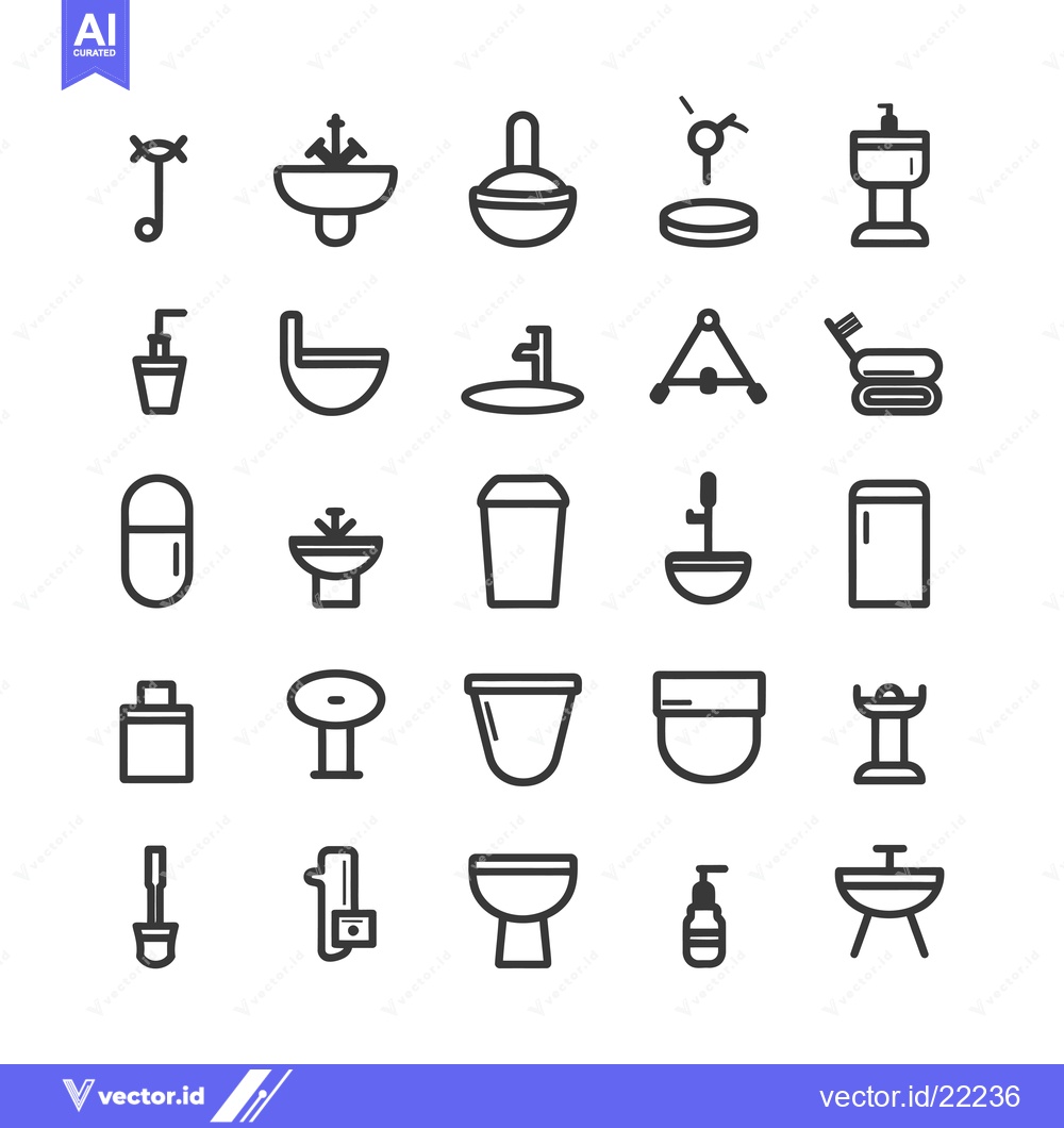 Premium Vector dari Bathroom and Kitchen Utensil Line Icon Set