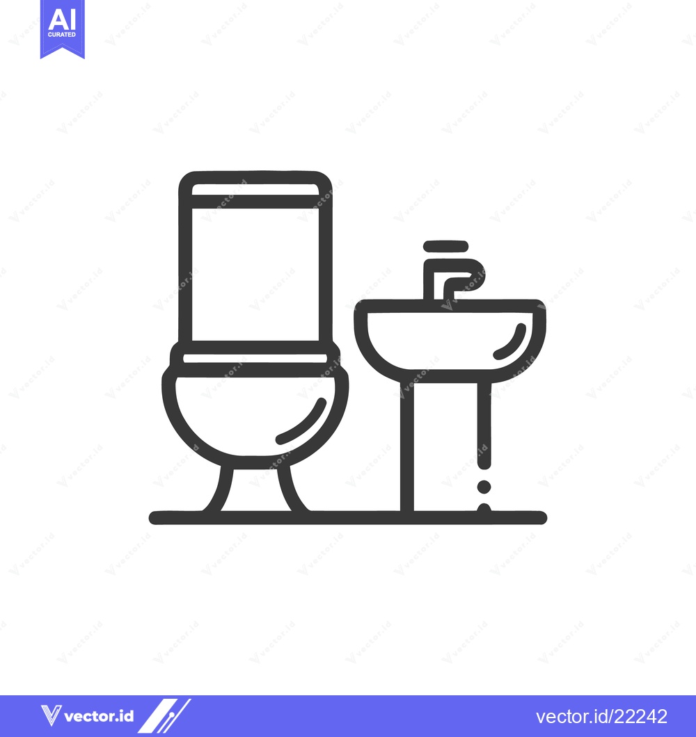 Premium Vector of Minimalist Bathroom Icon: Toilet and Sink with Modern Line Art Design