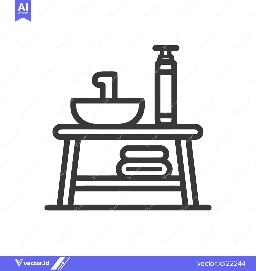 Premium Vector of Simple Line Art of a Bathroom Vanity with Sink and Soap Dispenser